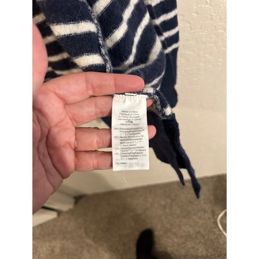 Madewell Y Cozy Blue & White "Walker" Striped Long Sleeved Alpaca Wool Cardigan - Picture 10 of 11